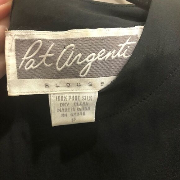 Vintage Pat Argenti Black Silk Blouse Size Small - Picture 3 of 7